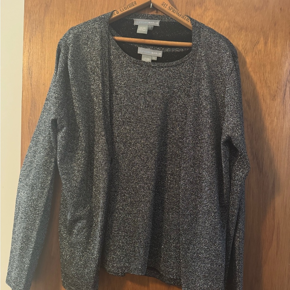 Black and silver sweater set - 2 pieces, size Large